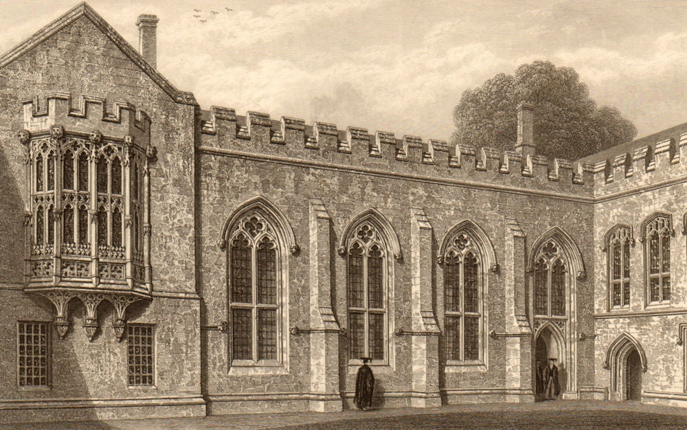Hall &c. of Balliol College, Oxford, by John Le Keux 1837 old antique print